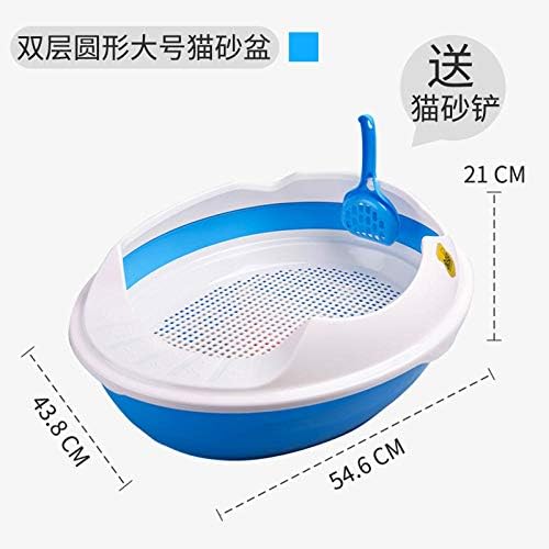 MAOSP Cat Litter-Large Cat Litter Cat Toilet Cat Sand Pot Cat Pot Half Closed Small Cat Supplies Blue Round Small Blue Double Large