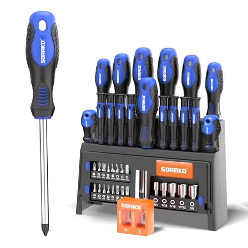 Photo 1 of SORAKO 40-Piece Screwdriver Set, Multi-Purpose Magnetic Screwdriver Set with Case, Magnetic Screwdriver Set with Go-Thru Steel Blades | High Torque, Plastic Racking