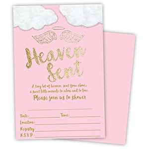 When Should Baby Shower Invitations Be Sent / Heaven sent invitation, Little Angel Baby Shower ... : All > for baby > 50 baby shower invitation wording ideas.