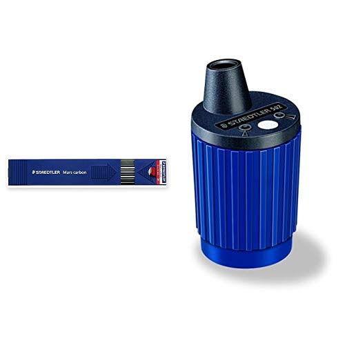 STAEDTLER Mars Carbon 2H Plastic Lead (Pack of 12) Mars Lead Pointer Tub - Sharpener For 2mm Pencil Leads