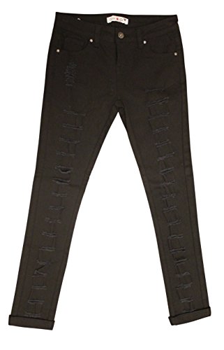 Teen G s Jeans and Twill For Girls Skinny Jeans For Girls With Ripped Denim and Distressed Stretch Fabric Slim Fit Pants,kp33 (14, Black)
