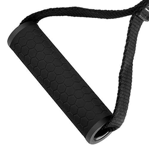 KYLIN SPORT Upgraded Cable Machine Attachments Resistance Bands Handles Grips Fitness Strap Stirrup Handle Cable Attachment Silicon Grip with Metal Carabiner Colorful Version (Black)