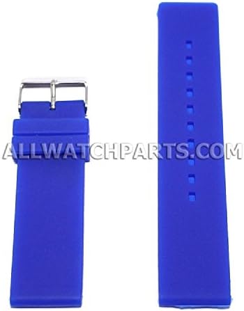 16mm Flat Blue Silicone Rubber Watch Strap