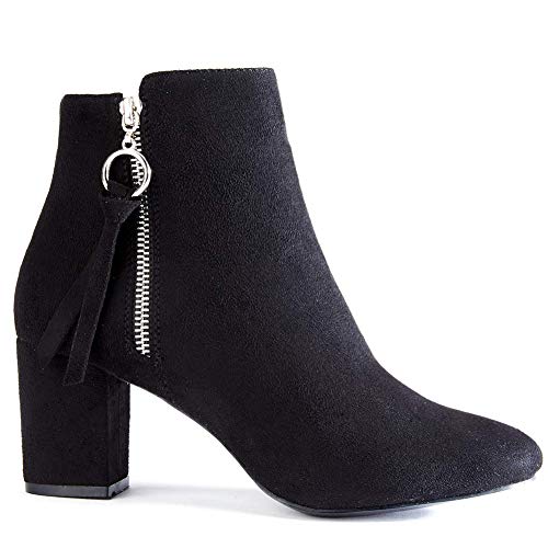 Gnpolo Ankle Boots for Womens Booties with Block Heel Pointed Toe Zipper Work Dress Shoes - //medicalbooks.filipinodoctors.org
