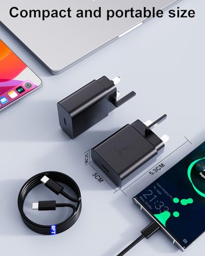 Super Fast Charger USB-C, 2 Pack 45W Fast Charging for Samsung Galaxy S25 Ultra/S25+/S25/S24 Ultra/S24+/S24/S23/S22/S21,A56,A55,A36,A16,Z Fold 6/Flip 6,Tab S10 S9,USB C Plug with 1.8M 5A Type-C Cable