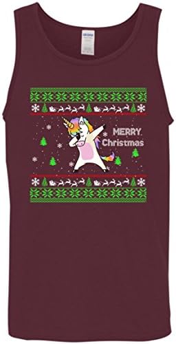 VADOBA Unicorn Dabbing Ugly Christmas 2017, Funny Xmas Gift, Dabbing Unicorn Tank Top (S,Maroon)