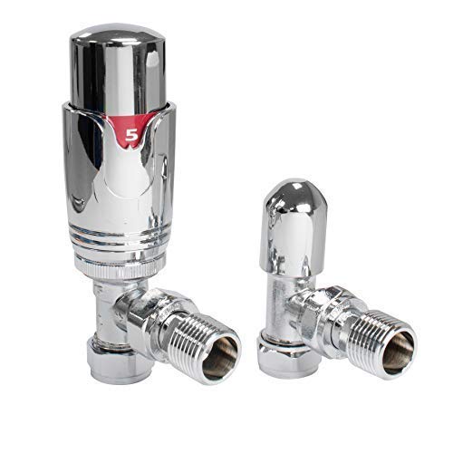 Adept Technology TRV c/w Lockshield and Modern Valves Head Kit (15mm x 1/2") Choice of Colours and Sizes (Angled, Chrome)