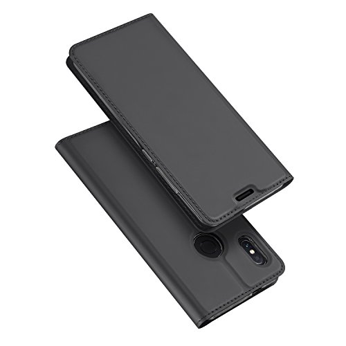 Xiaomi Redmi Note 5 Case, DUX DUCIS Ultra Slim Layered Dandy [Kickstand] [1 Card Slot] [Magnetic Closure] TPU Bumper, Full Body Protection Flip Folio Leather Cover for Redmi Note 5 (Gray)