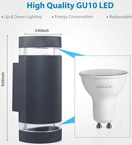 HLFVLITE Outside Wall Light, Aluminum Up & Down Outdoor Wall Light, IP44 Waterproof Garden Lamp Sconce - Image 3