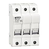 ASI AFB01G3P DIN Rail Mounted Class CC Fuse Holder, UL, CSA, 3 Pole, 18 to 8 AWG, 30 Amp, 600V