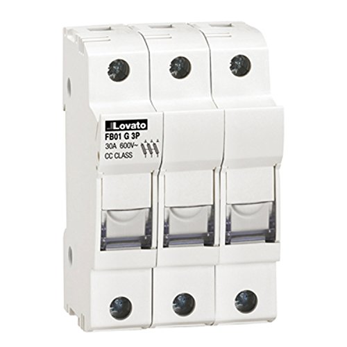 ASI AFB01G3P DIN Rail Mounted Class CC Fuse Holder, UL, CSA, 3 Pole, 18 to 8 AWG, 30 Amp, 600V