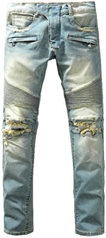 BiePa Fashion Men's Jeans Casual Slim Straight Jeans Denim Pants Trousers 29W BM001