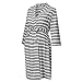 Crytech Women Striped Maternity Labor Delivery Robe 3/4 Long Sleeve Stripe Breastfeeding Nursing Nightgowns Gowns for Hospital Pregnancy Bathrobe Sleep Dress (X-Large, Grey)thumb 4
