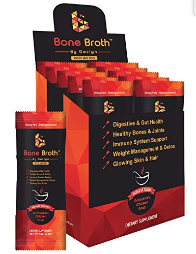 Bone Broth Grass FED Beef &bull; 10 Sachets &bull; Grandma Chicken Soup Natural Flavor &bull; Paleo &bull; Ketogenic &bull; Non-GMO &bull; Broth by Design