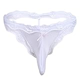 YiZYiF Men's Sexy SISSY Pouch G-string Thongs Lace Soft Panties (X-Large(waistline 28.0-44.0