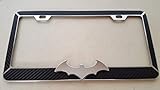 Batman Chrome 3D on Black Carbon Fiber Style Chrome Metal License Frame
