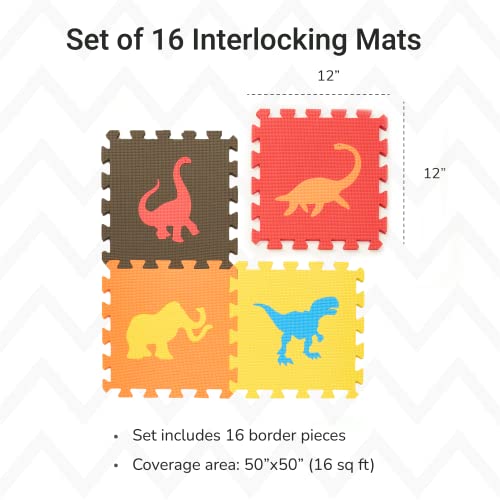Tadpoles Dinosaur Foam Playmats for Kids 16 Interlocking Foam Mats