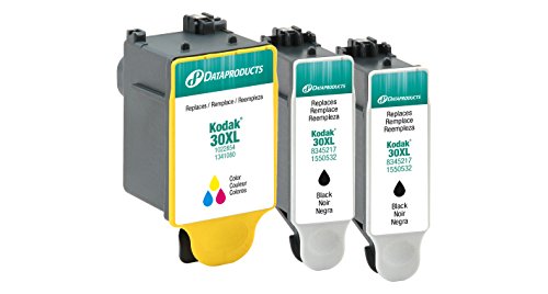 Dataproducts Remanufactured 3-Pack-Inkjet Cartridges for Kodak 30XL-2Black, 1-Color