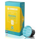 Gourmesso Ristretto Blend Forte - 10 Nespresso Machine Compatible Coffee Capsules - Fair Trade | High Intensity