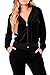 Linsery Women's Winter Velour Zipper Hooded Jacket Jogger Pants 2 Piece Sweatsuit