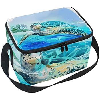 Insulated Lunch Bag Sea Turtle Swimming Summer Lunchbox Thermal Handbag Food Container Cooler Reusable Outdoors Travel Work School Strap Lunch Tote
