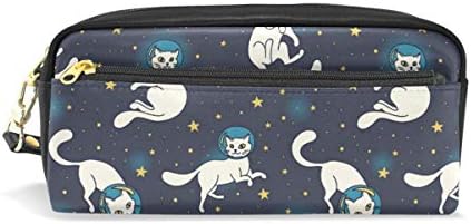 XZY Home Cute White Cat Space Pencil Case for Girls Boys School Universe Star Sky Animal Creative Pencil Pouch with Zipper 5010097