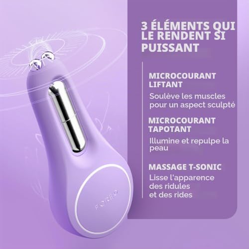 BEAR 2 eyes & lips - Appareil anti-rides instantané à micro-courant - Soin des yeux - Lifting des sourcils - Traitement anti cernes et contour des yeux, repulpant lèvres - Lavender