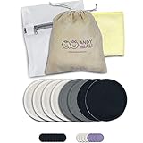 Bamboo Nursing Pads, Reusable & Washable - for Breastfeeding or Pregnant Moms | ANDY MET ALI Eco Gift Set: 8 Soft Breast Pads, Laundry and Chic Carry Bag, Baby Bonus | Leak Proof, Discreet size