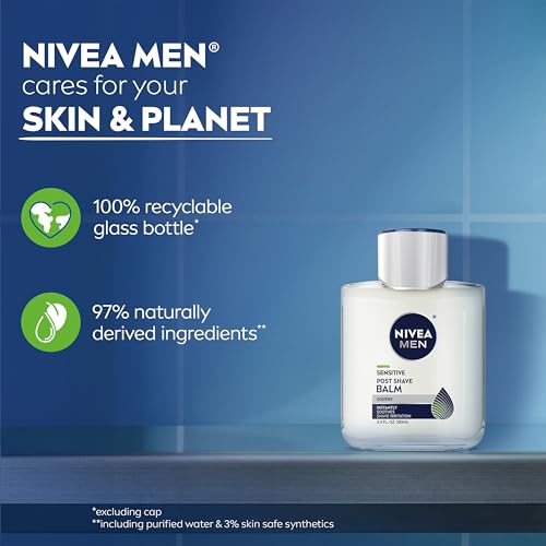 NIVEA MEN REAL MADRID LIMITED EDITION DESIGN SENSITIVE POST SHAVE BALM, WITH VITAMINPRO COMPLEX, ALCOHOL FREE AFTER SHAVE BALM FOR MEN, 3.3 FL OZ BOTTLE