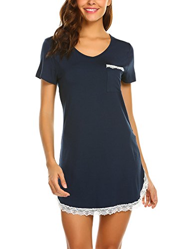 MAXMODA-Nachthemd-Damen-Schlafshirt-Nachtkleid-Kurzarm-Sexy-Sleepshirt-S-XXL