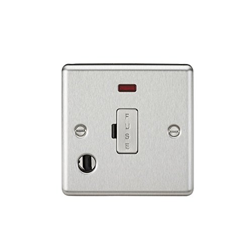 13A Fused Spur Unit with Neon & Flex Outlet - Rounded Edge Brushed Chrome