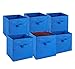 Handy Laundry 6-Pack Foldable Cube Storage Bins – Decorative Collapsible Organizer for Shelves, Closets, Underbed, Clothes, or Kids’ Toys (Blue)