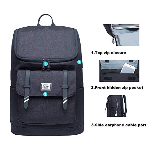 KAUKKO Stylish Oxford Fabric Backpack Travel Rucksack lightweight Hiking Bag Satchel (10BLACK) - Thumbnail 7