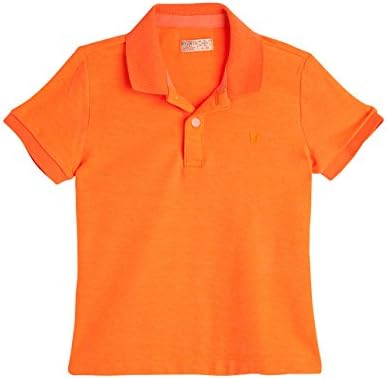 OFFCORSS Toddler Boy Cute Polo Shirt Style Two Tone Collared Short Sleeve Fitted Button Front T Shirt Kids Camisetas Ropa de Niños Bebe Orange 2T