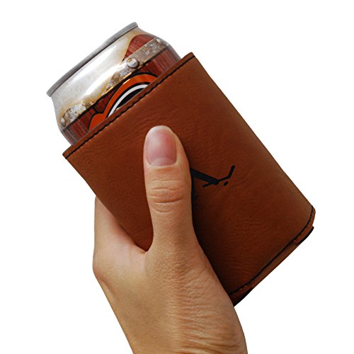 MODERN GOODS SHOP Leather Can Cooler With Sledge Hockey Engraving - Oil, Stain, and Water Resistant Beer Hugger - Standard Size Beer and Soda Can Sleeve - Thumbnail 2