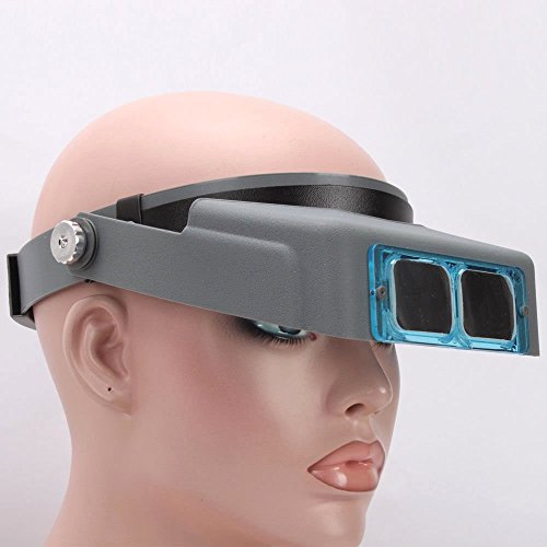 SKYZONAL Headband Magnifier Jewelry Visor Opitcal Glass Binocular Magnifier With Lens -1.5X 2X 2.5X 3.5x Magnification, 4" Focal Length