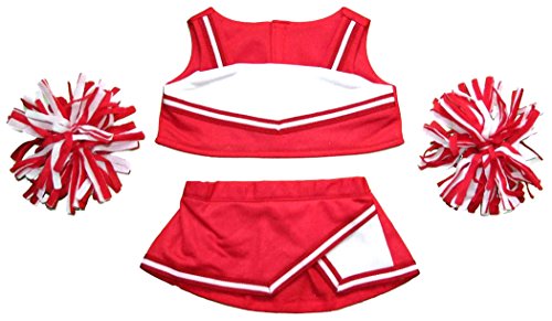Red & White Cheerleader Outfit Teddy Bear Clothes Fits Most 14" - 18" Build-A-Bear and Make Your Stuffed Animals