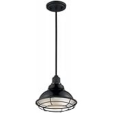 Nuvo Newbridge-1 Light Small Pendant in Farmhouse Style-9.75 Inches Wide by 8.25 Inches High-Gloss Black/Silver Finish