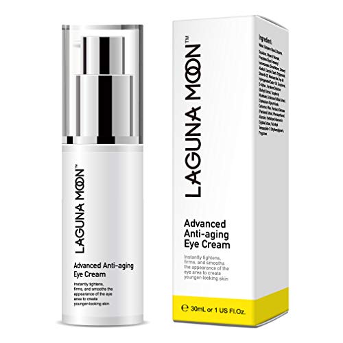 Lagunamoon Natural Eye Cream for Dark Circles and Puffiness, Wrinkles, Fine Lines, Under Eye Bags, Crow’s Feet, and Sagging Eyelids, Men & Women Anti Aging Skin Care Eye Cream, 1 FL Oz