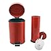 Bathroom Pedal Bin and Toilet Brush Set - 3 Litre Bin - Red Finish