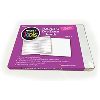 Dowling Magnets 735206 Magnetic Dry Erase Boards - Double-Sided Ruled/Blank (Pack of 5)