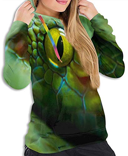 Close Up View of Snake - Sudadera con capucha para mujer, diseño de serpiente Close Up View of Snake - Sudadera con capucha para mujer, diseño de serpiente - Imagen 4