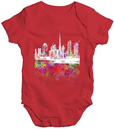 TWISTED ENVY Dubai Skyline Ink Splats Baby Unisex Funny Cute Infant Bodysuit Baby Grow Baby Romper