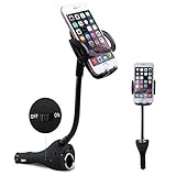 Te-Rich 3-in-1 Universal Car Mount Holder Phone Charger Cigarette Lighter Power Adapter for iPhone, Samsung Galaxy and More Smartphones (1 Power Outlet, Dual USB, 4.8A Max)