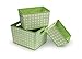 Title: Badger Basket Set of 3 Nesting Trapezoid Fabric Baskets with Sage Polka Dots, Foldable Storage, and Side Handles