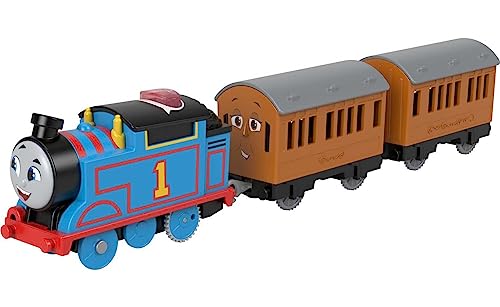 Thomas & Friends Motorized Toy Train Talking Thomas Engine with Annie & Clarabel Coach Cars for Preschool Pretend Play Kids Ages 3+ Years