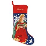 Lillian Vernon Personalized Heirloom Christmas Stocking - Needlepoint Angel, 100% Wool, 9.5