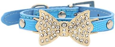 VIILER Fashion Leather Pet Collars Adjustable Necklace for Small/Medium Dogs/Cats (Blue, XS)