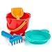 Hape Beach Basics Sand Toy Set Including Bucket Sifter, Rake, and Shovel Toys, Multicolor primary