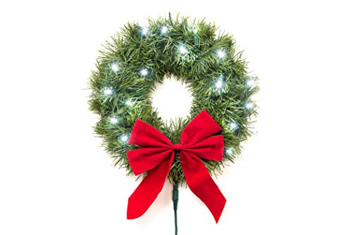 TACTIK Christmas Wreath for Car, Truck, or SUV | 12-Volt LED Lighted | Weather Proof | Fits any Automotive Cigarette Lighter Outlet | Mounting Equipment Included | Mounts to Car or Truck Grille